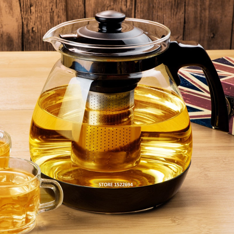 Premium Glass Teapot with Removable Steel Infuser Filter